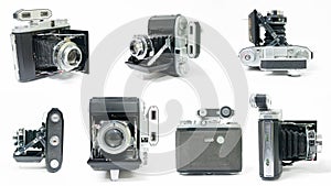 Vintage Folding Camera Montage Collage photo