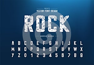Vintage font and round alphabet vector, Texture typeface and letter number design