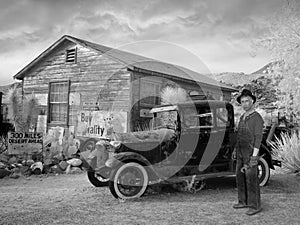 Vintage Ford Car, Great Depression, Farmer, Farm photo