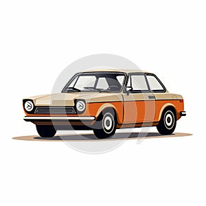 Vintage Ford Cort Car Illustration In Flat Style