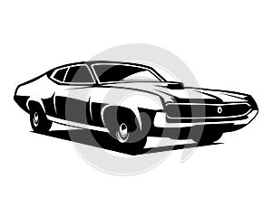 Vintage Ford Torino Cobra. isolated white background view from side. Best for vintage car industry