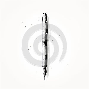 Vintage Fountain Pen Vector Art: A Surrealistic Illustration With Minimalist Strokes