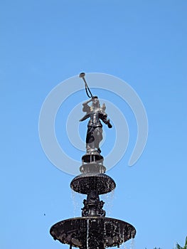 The vintage fountain on Plaza de Armas, Plaza Mayor, Lima city, Peru, South America