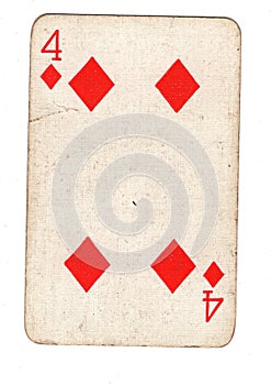 A vintage four of diamonds playing card.