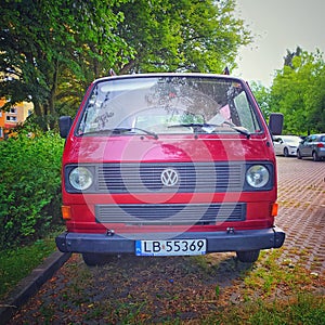 Vintage rare van car Volkswagen T3 parked