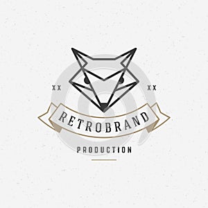 Vintage Fox face Line art logotype emblem symbol photo