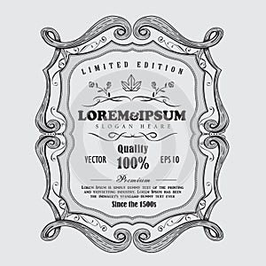 Vintage frame Antique label hand drawn banner design vector illustration