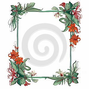 Vintage Frame Design With Lilies Vector - Botanical Abundance And Naturalistic Nostalgia