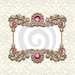 Vintage frame with diamonds and ruby gems