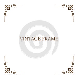 Vintage Frame Elements Border. Gold Square Corner