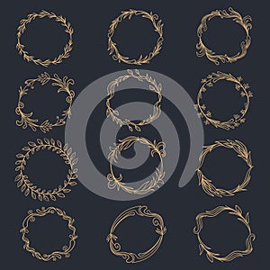 Vintage frame elements decoration circle set vector illustration