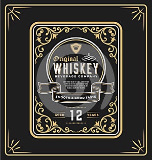 Vintage frame label for whiskey and beverage product