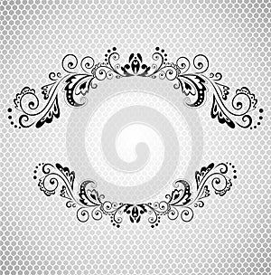 Vintage frame with lacy background (black and white)