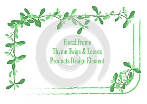 Vintage Frame with the Sides Made of Thyme Herb