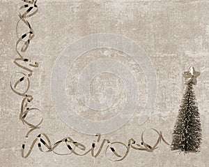 Vintage framed postcard with Christmas tree