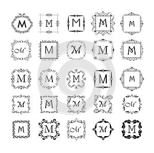 Vintage frames collection for monogram, wedding design, menu card, restaurant, cafe, hotel, jewellery store, logo templates