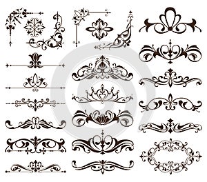 Vintage frames, corners, borders with delicate swirls in Art Nouveau for decoration and design works with floral motifs vintage st