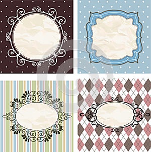 Vintage frames on the old fabric. Set.