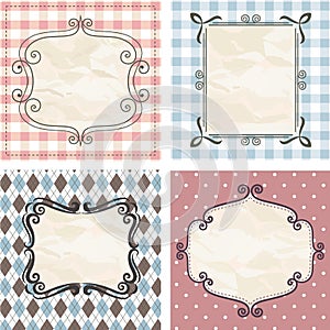 Vintage frames on the old fabric. Set.