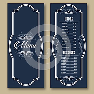 Vintage Frames Restaurant Bar Food Drinks cafe Menu Vector 02