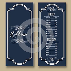 Vintage Frames Restaurant Bar Food Drinks cafe Menu Vector 03