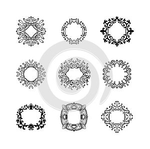 Vintage frames vector set.