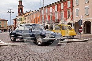 Vintage French car Citroen DS 21 Pallas 1971 in classic car meeting Raduno Citroen Romagna in Russi, RA, Italy