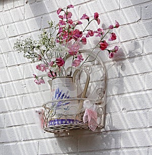 Vintage french shabby chic flower vase photo