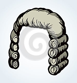 Vintage french wig. Vector drawing