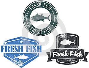 Vintage Fresh Fish Seafood Stamps