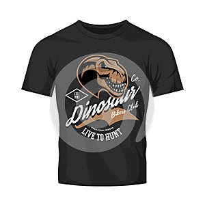 Vintage furious dinosaur bikers gang club tee print vector design