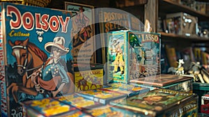 A vintage game of Cowboy Lasso with its charmingly retro packaging and illustrations beckons visitors to give it a try photo