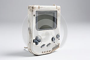 A vintage gameboy controller at the grey background