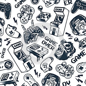 Vintage gaming seamless pattern photo