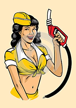 Vintage gas pump girl