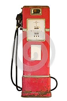 Vintage gas pump on white