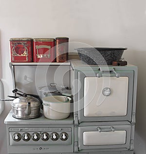 Vintage gas stove and oven.