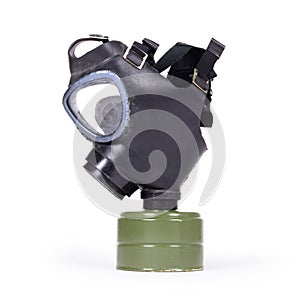 Vintage gasmask isolated on white - Green filter