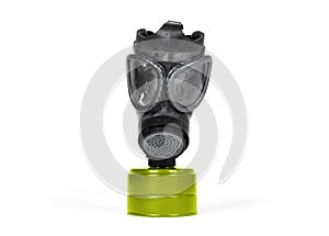 Vintage gasmask isolated on white - Green filter