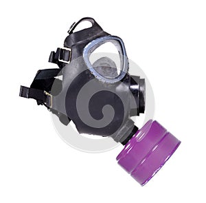 Vintage gasmask isolated on white - Purple filter