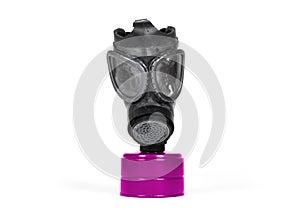 Vintage gasmask isolated on white - Purple filter