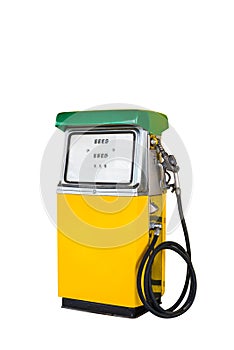 Vintage gasoline fuel pump dispenser isolated with clipping path