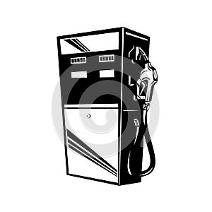 Vintage Gasoline Gas Fuel Petroleum Petrol Pump Station Retro Black and White