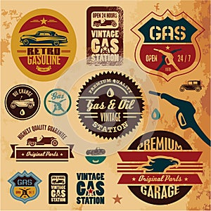 Vintage gasoline labels