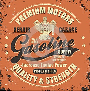 Vintage gasoline retro label