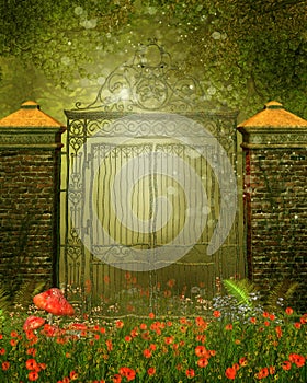 Vintage gate on a meadow