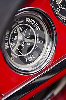 Vintage gauge on a retro car