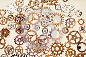 Vintage gear wheels on light background