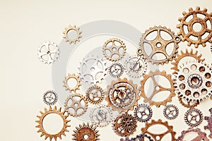 Vintage gear wheels on light background