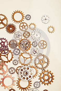 Vintage gear wheels on light background